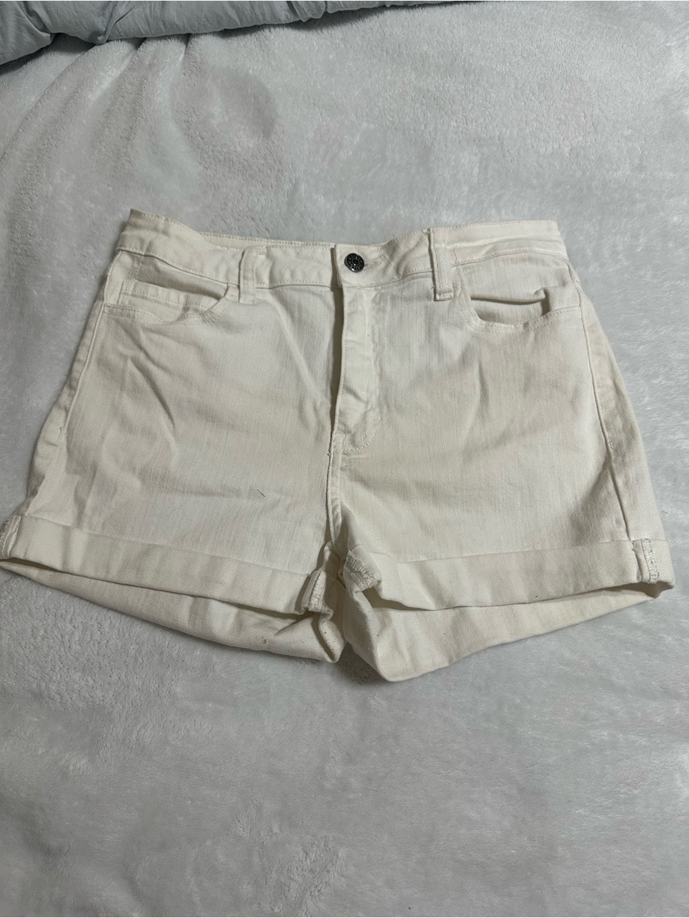 Cello Cream Rolled Hem Jean Shorts